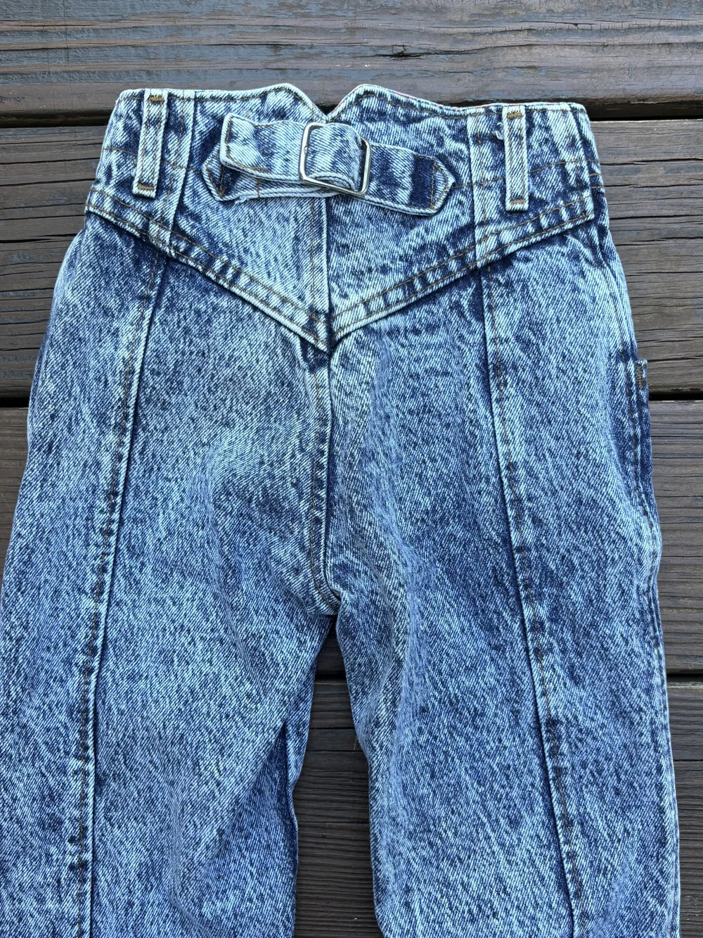 VTG LEE Kids Acid Wash Jeans Size 7 Slim 90s/2000s High Waist Tapered Denim